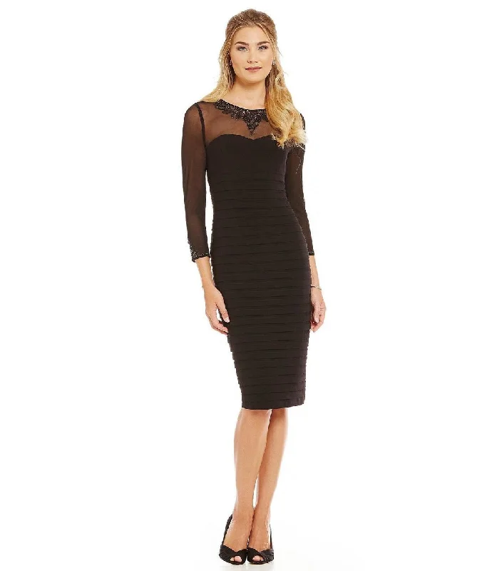 Sexy Velvet Cocktail Dress-Adrianna Papell - Long Sleeve Cocktail Dress AP1E200120