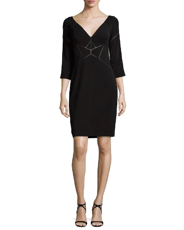 Sleeveless Black Cocktail Dress-Aidan Mattox - V-Neckline Jersey Cocktail Dress MD1E200249