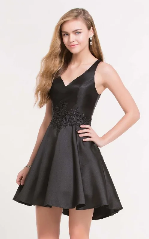 Sexy Velvet Cocktail Dress-Alyce Paris 3707 Sleeveless V Neck Mikado Cocktail Dress