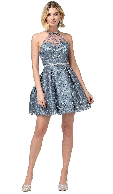 Cheap Silk Cocktail Dress-Dancing Queen - 3224 Strappy Halter A-Line Cocktail Dress