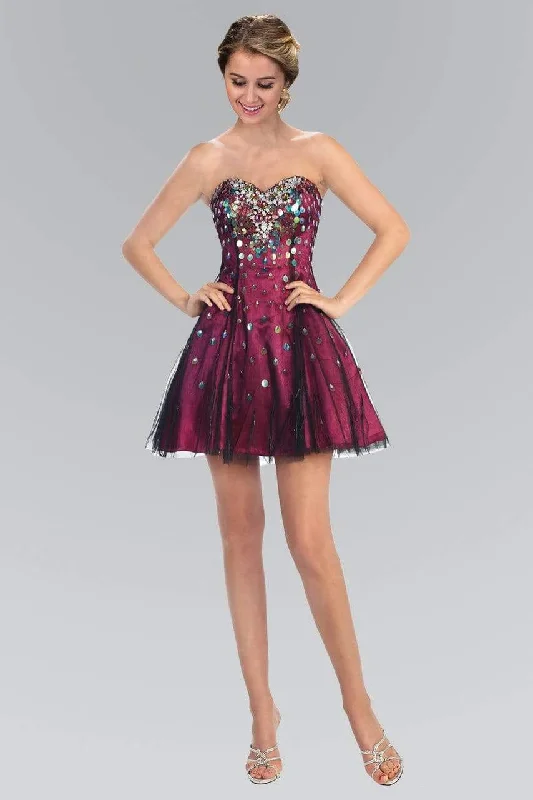 Geometric Long Sleeve Cocktail Dress-Elizabeth K - GS1023 Sequined Sweetheart Affordable Prom Dress