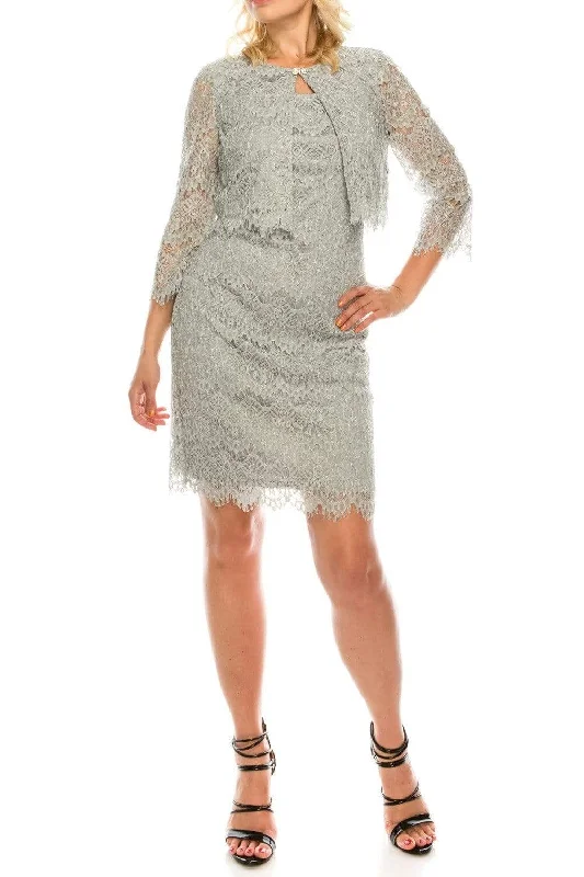 Jessica Howard - JH8M5167 Two Piece Lace Fitted Dress With Jacket