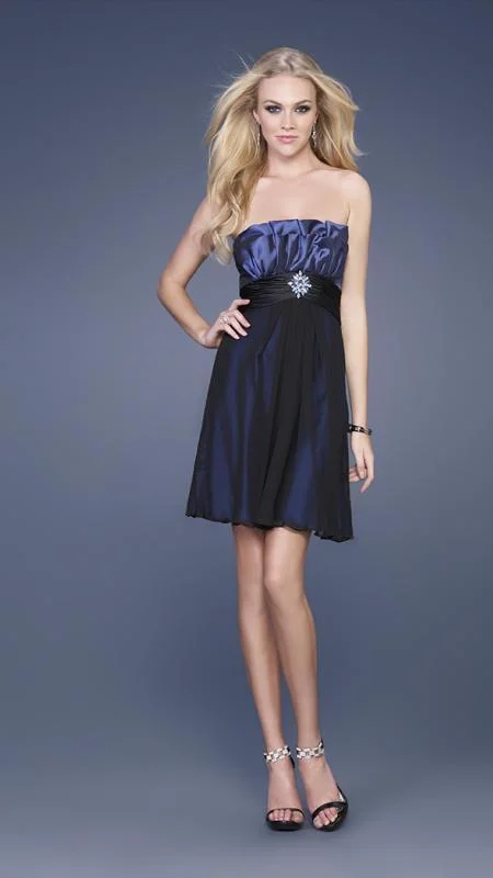 V Neck Cocktail Dress-La Femme - 15425 Strapless Short Dress