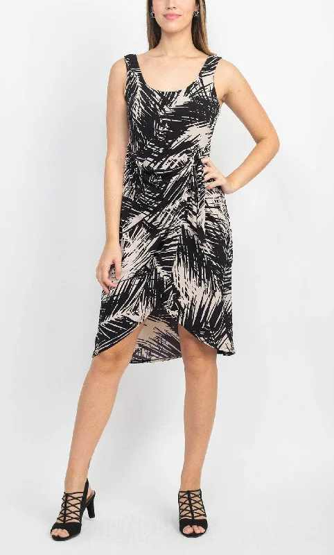 Velvet One Shoulder Cocktail Dress-London Times T5794M - Casual Sleeveless Printed Dress