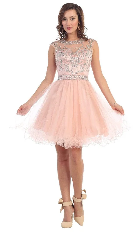 May Queen - Beaded Illusion Tulle Cocktail Dress