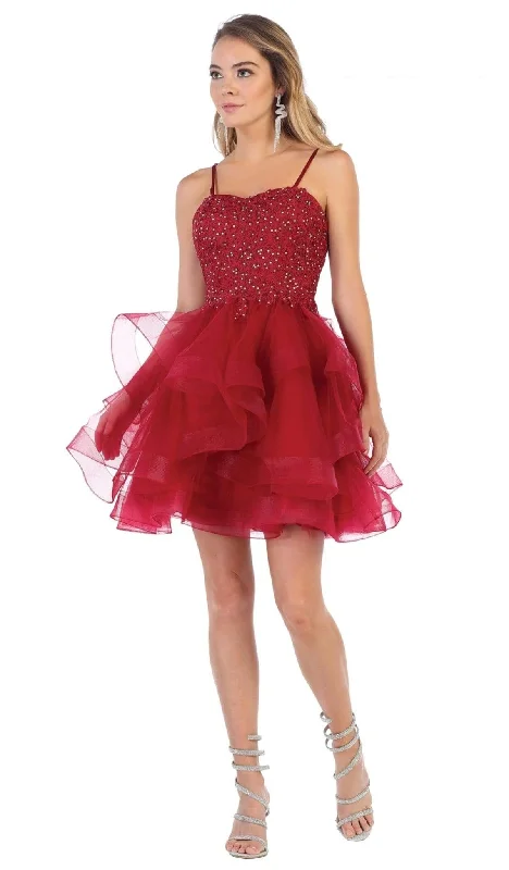 Teens Sleeveless Cocktail Dress-May Queen - RQ7720 Appliqued Sweetheart Bodice A-Line Dress