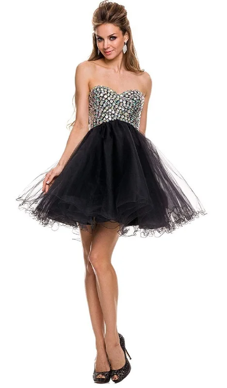 Nox Anabel - 6010 Beaded Sweetheart A-Line Dress