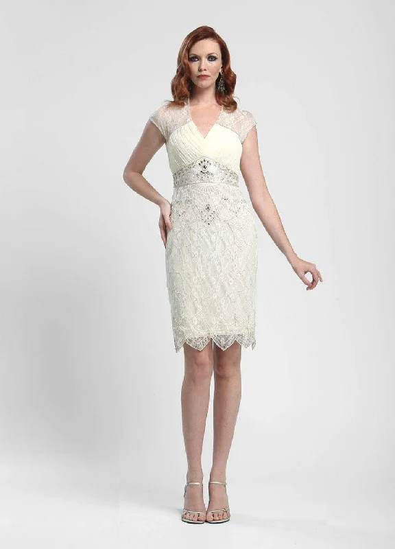 Women Maxi Cocktail Dress-Sue Wong Pleated Chiffon Bodice Dress Cocktail Dress - 1 pc Ivory in Size 4 Available