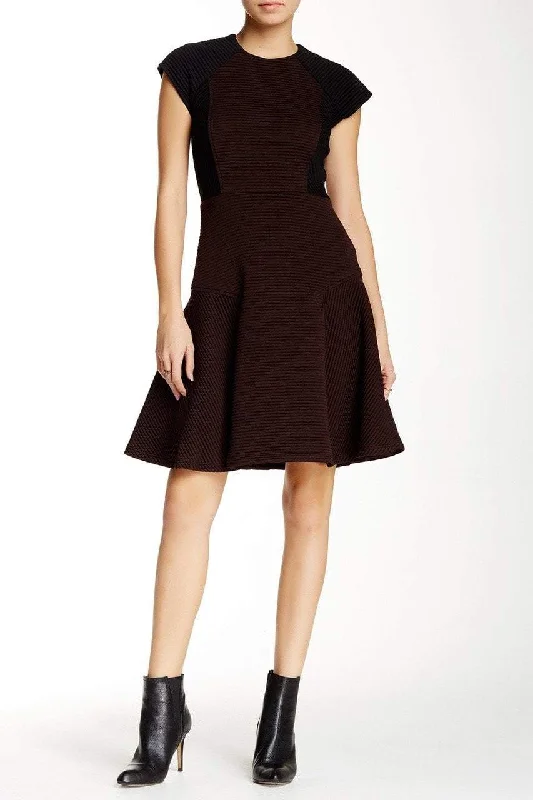 Short Party Cocktail Dress-Taylor - Color Block Ribbed Dress 5808M