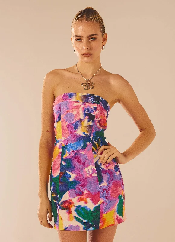 Floral Summer Mini Dresses-Mad Love Tube Mini Dress - Candy Bouquet