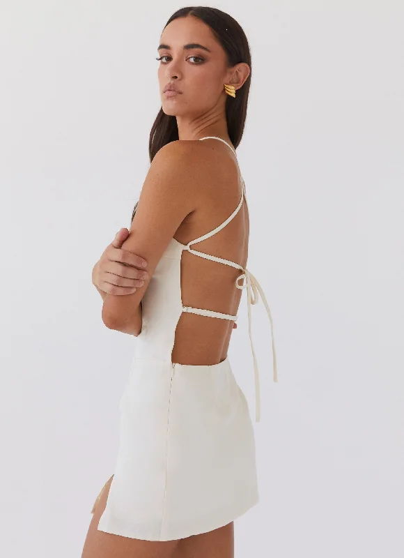 Boho Chiffon Mini Dresses-Monique Mini Dress - Ivory