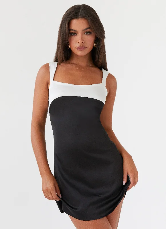 Beach Strapless Mini Dresses-Odette Satin Mini Dress - Onyx